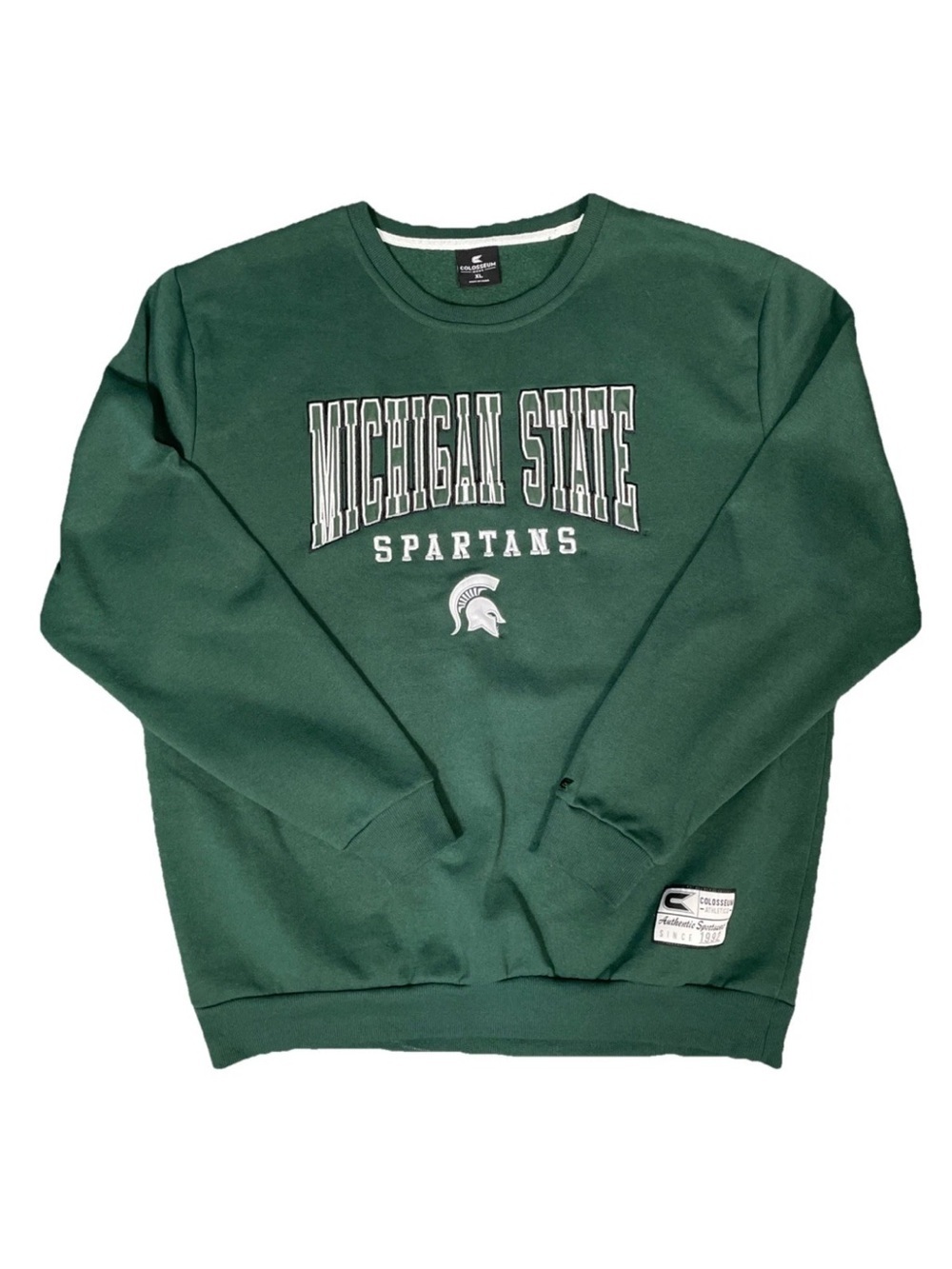 Colosseum Michigan State MSU Sweatshirt Mens Size XL Green Crewneck Embroidered